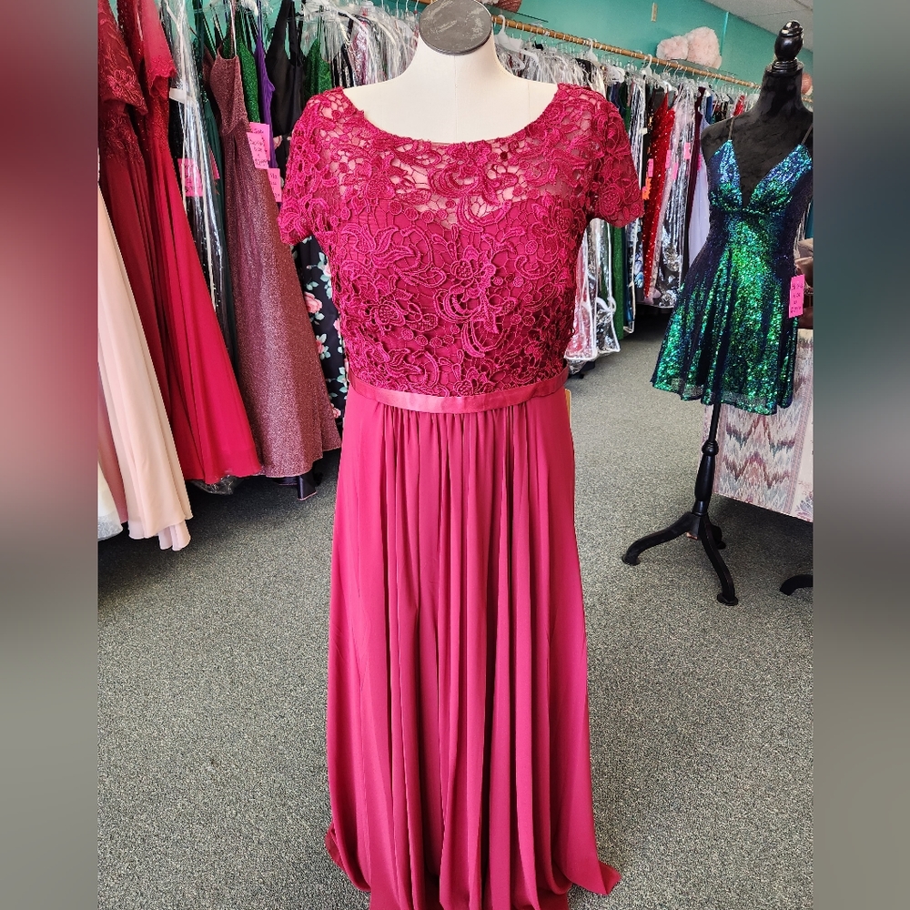 Mother's gown/Evening formal dress/Burgandy Size 5XL May Queen